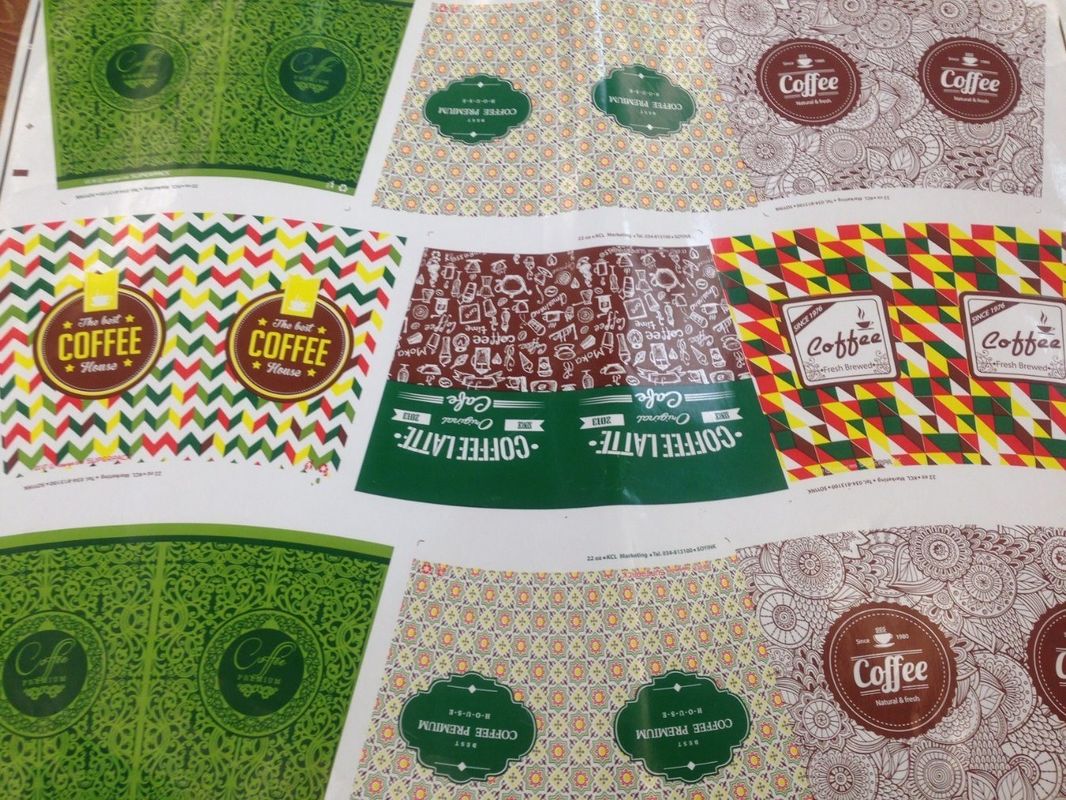 กระเป๋าแก้วกระดาษสี่สี เครื่องพิมพ์แบบ Flexo เครื่องพิมพ์แบบ CE และการออกแบบใบเดียว